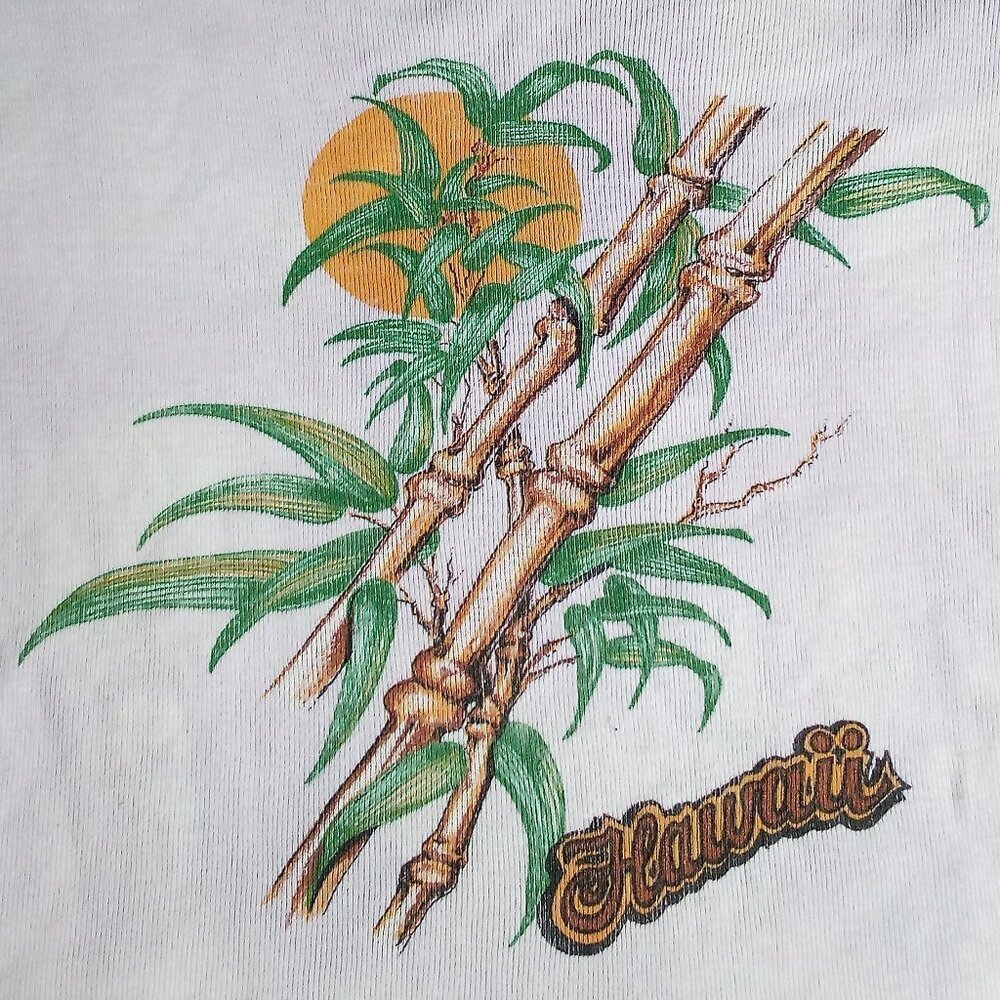 Vintage 70s Hawaii Bamboo Reverse Dye T-Shirt Women French Cut